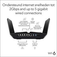 AX6000 NETGEAR Nighthawk RAX120 Wi-Fi 6 router (12 stream AX12, tot 6 Gbps, dekking voor grote woningen en woningen tot 200 m², 4 x 1G en 1 x 2,5/5G LAN, 2 x USB 3.0, WPA3, voor iPhone 11 en S20) - thumbnail