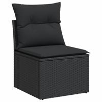 10-delige Loungeset met kussens poly rattan zwart - thumbnail