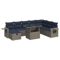 9-delige Loungeset met kussens poly rattan acacia bruin - thumbnail