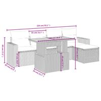 6-delige Loungeset met kussens poly rattan acacia grijs - thumbnail