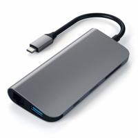 SATECHI Type-C Multimedia Adapter Met 4K HDMI, Mini Dp, USB-C PD, Gigabit Ethernet, USB 3.0, Micro/SD Kaartsleuven - Voor M2/ M1 Macbook Pro/Air (Spacegrijs) - thumbnail