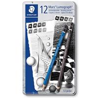 Staedtler Potlood Mars Lumograph 12 stuks: 6B-5B-4B-3B-2B-B-HB-F-H-2H-3H-4H - thumbnail
