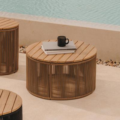 Kave Home Outdoor Salontafel 'Dandara' Acaciahout en touw, 60cm, kleur Beige