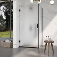 Fortifura Galeria Douchecabine - 100x100x200cm - scharnieren - deurgreep - vlak - gesatineerd veiligheidsglas - Mat zwart SW1122554/SW1122561/SW797905/SW797927 - thumbnail