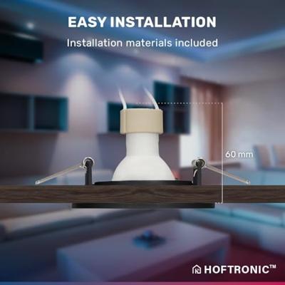 Set van 3 Oslo smart inbouwspots - Wifi + Bluetooth - RGBWW - GU10 - Kantelbaar - Google Home, Amazon Alexa en Siri - IP20 voor binnen - Zwart Set van 3 Oslo smart inbouwspots - Wifi + Bluetooth - RGBWW - GU10 - Kantelbaar - Google Home, Amazon Alexa en Siri - IP20 voor binnen - Zwart