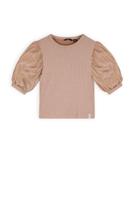 NoBell Zomer top meisjes Licht goud - rib - groot chiffon - korte mouw - Kylia - thumbnail