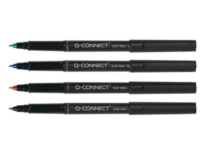 Q-CONNECT OHP marker, permanent, fijn, set van 4 stuks in geassorteerde kleuren