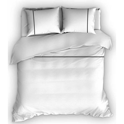 Flanellen Romanette Dekbedovertrek Duchesse Wit/Zwart-200 x 200/220 cm