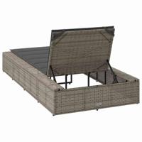 Ligbed met zwevend kussen poly rattan grijs - thumbnail