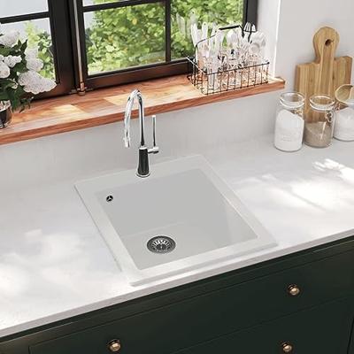 VidaXL Spoelbak opbouw enkele bak graniet wit
