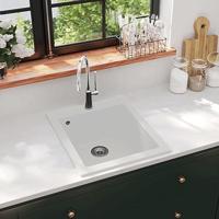 VidaXL Spoelbak opbouw enkele bak graniet wit - thumbnail