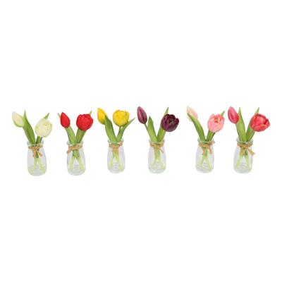 Glazen vaasje met tulpen 20x10x20cm
