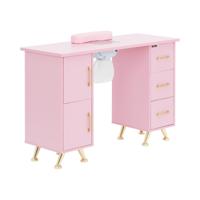Nageltafel met zuignap - roze en goudkleurig - 3 lades - nagelpad - thumbnail