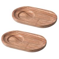 WOOOD Serveerplateau 'Josje' Acaciahout, Set van 2 stuks, kleur Naturel - thumbnail