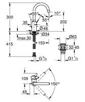 GROHE Eurosmart Cosmopolitan waterbesparende wastafelkraan l-size m. gladde body met push open chroom 23933001 - thumbnail