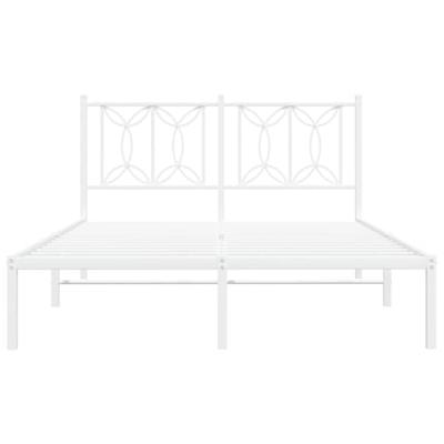 Bedframe met hoofdbord metaal wit 140x190 cm - thumbnail