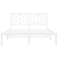 Bedframe met hoofdbord metaal wit 140x190 cm - thumbnail