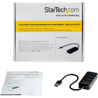 StarTech.com 4 poorts USB 3.0 hub - 4x USB-A met Aan/Uit knoppen
