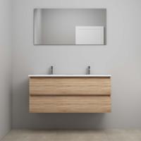 On-Line Badkamermeubelset - 120 cm - Voorgemonteerd - Acryl Wastafel - 2 Kraangaten - Spiegel - Eiken - thumbnail