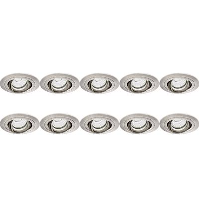 Spot Armatuur 10 Pack - Pragmi Alpin Pro - GU10 Inbouwspot - Rond - Nikkel - Aluminium - Kantelbaar - Ø92mm