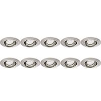 Spot Armatuur 10 Pack - Pragmi Alpin Pro - GU10 Inbouwspot - Rond - Nikkel - Aluminium - Kantelbaar - Ø92mm - thumbnail