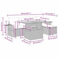 6-delige Loungeset met kussens poly rattan beige - thumbnail