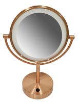Wiesbaden Scheerspiegel Met LED Verlichting 20 cm Staand 5x Vergrotend Geborsteld Koper - thumbnail