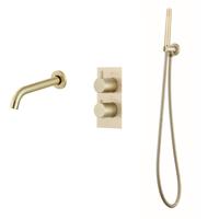 Inbouw Badkraan BWS Gold Thermostatisch met Handdoucheset Mat Goud - thumbnail