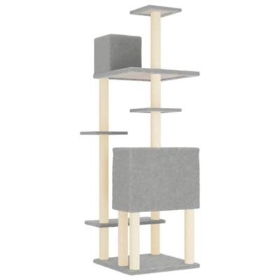 Kattenmeubel met sisal krabpalen 154 cm lichtgrijs - thumbnail