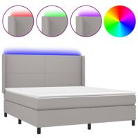 Boxspring met matras en LED stof lichtgrijs 160x200 cm - thumbnail
