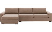 Goossens Hoekbank Lucca Met Chaise Longue bruin, stof, 3-zits, stijlvol landelijk - thumbnail