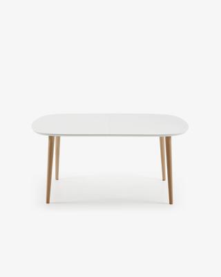 Kave Home Uitschuifbare Ovale Eettafel 'Oqui' 160 - 260 x 100cm, kleur Wit