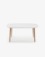 Kave Home Uitschuifbare Ovale Eettafel 'Oqui' 160 - 260 x 100cm, kleur Wit - thumbnail