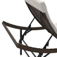 Ligstoelen 2 st met kussens poly rattan bruin - thumbnail
