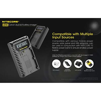 Nitecore UCN3 Pro Compacte dubbele lader voor Canon LP E6 (N) met USB zwart