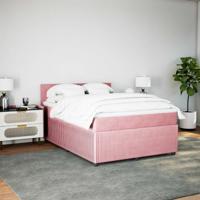 Boxspring met matras fluweel roze 140x200 cm - thumbnail