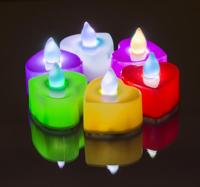 Theelicht Hart LED op batterij multicolor set van 6 | 12 stuks - thumbnail