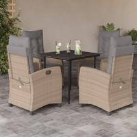 5-delige Tuinset met kussens poly rattan gemengd beige - thumbnail
