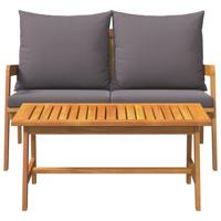 Bistroset met kussen 2 pcs Olie naturel Massief Acaciahout - thumbnail