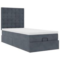 Ottoman bed met matrassen 100x200cm fluweel donkergrijs - thumbnail