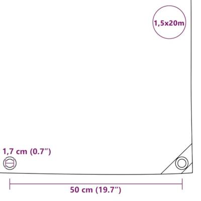 Dekzeil 650 g/m² 1,5x20 m grijs - thumbnail