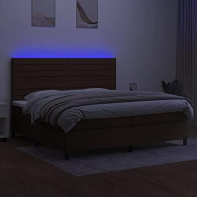 Boxspring met matras en LED stof donkerbruin 200x200 cm