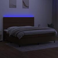 Boxspring met matras en LED stof donkerbruin 200x200 cm - thumbnail