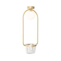 QAZQA Art deco plafondlamp goud met wit glas - Isabella - thumbnail