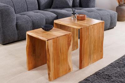 Set van 2 bijzettafels MAMMUT 55cm bruin massief acaciahout - 45762