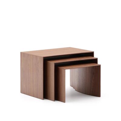 Kave Home Bijzettafel 'Litto' Walnoot, Set van 3 stuks, kleur Bruin