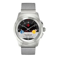 MyKronoz ZeTime Petite Elite Hybrid-smartwatch met mechanische wijzers en gekleurd touchscreen, zilver/Milanese - thumbnail