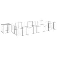 Hondenkennel 22,99 m² staal zilverkleurig - thumbnail