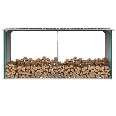 VidaXL Haardhoutschuur 330x92x153 cm gegalvaniseerd staal groen