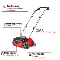 Einhell GC-SC 36/31 Li - Solo Power X-Change Verticuteermachine Li-ion Accu Uitwerp aan achterzijde, In hoogte verstelbare greep met klapfunctie, Zonder accu - thumbnail